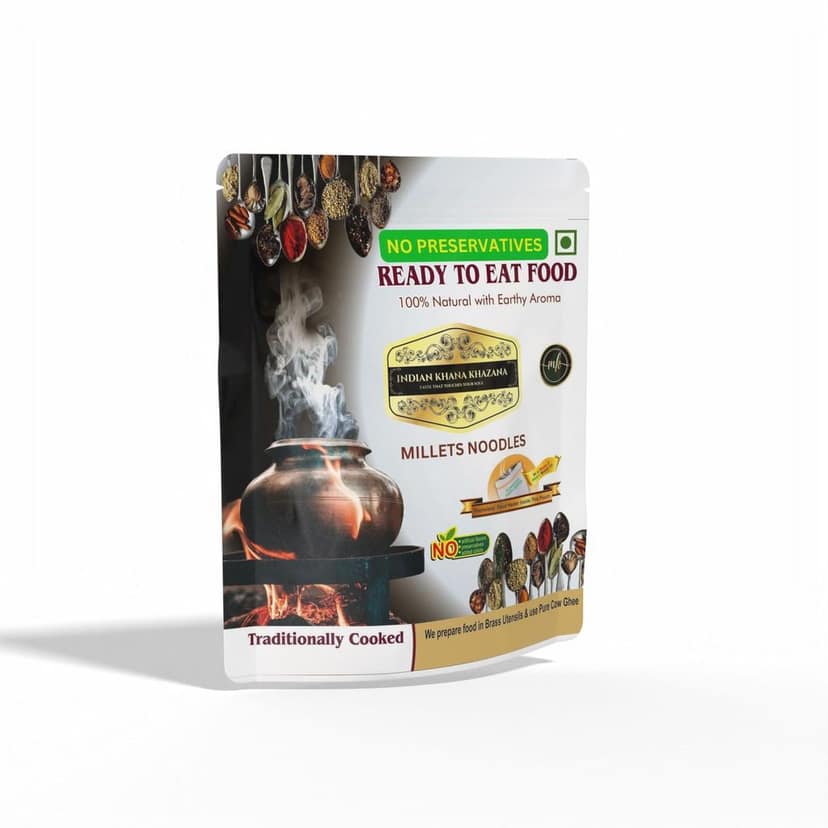 INDIAN KHANA KHAZANA Millet Noodles | No Added Preservative and Colours | Serve Hot Anytime Anywhere with our Disposable-Cooker inside the Pack | Indian Tasty Flavour Ready to Eat Food Millet Noodles view 2