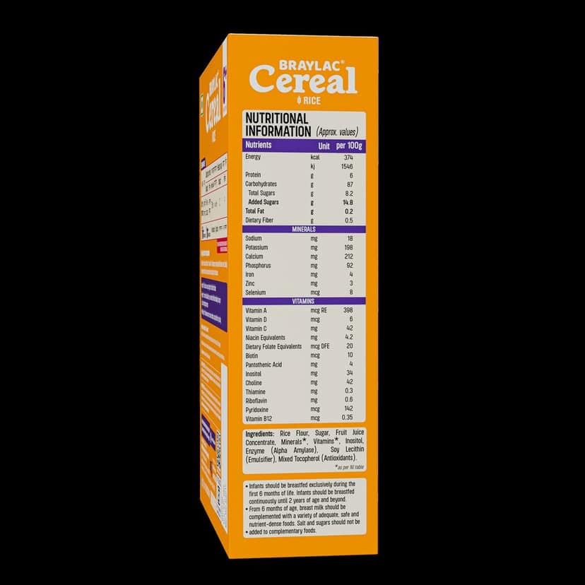 Braylac Cereal Rice | 300 g | Bag in Box | For 6 to 24 Months baby view 2