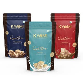 Kyomi Quattro Wafer Cubes, 450g | Crispy & Delicious Wafers Perfect for Snacking (Pack of 3) 450g (Chocolate+Hazelnut+Vanilla)