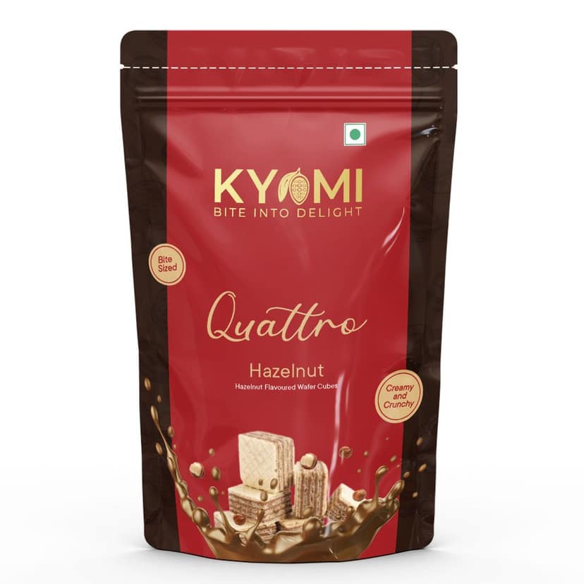 Kyomi Quattro Wafer Cubes, 450g | Crispy & Delicious Wafers Perfect for Snacking (Pack of 3) 450g (Chocolate+Hazelnut+Vanilla) view 2