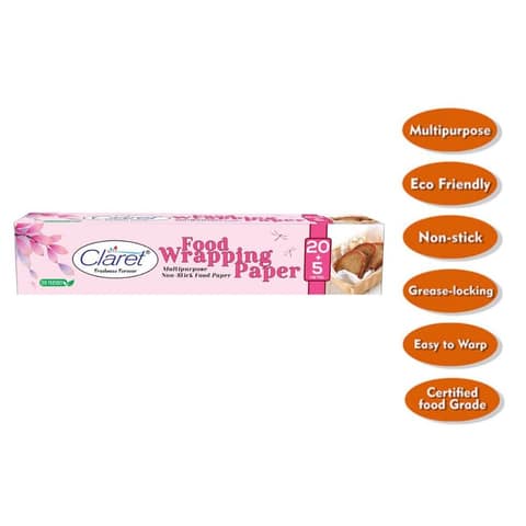 Claret 20+5 Mtr Food Wrapping Parchment Butter Paper Wrap - For Burgers, Sandwiches, Rolls, Fries, Cakes, Cheese, Fruits & More - Pack of 2 view 2