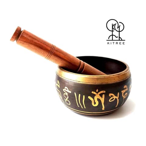 KITREE Tibetan Bowl | Singing Bowl | Himalayan bowl | Meditation instrument with Wooden Stick ( Size 3.5 inch approx) (BLACK) view 2