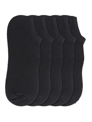Kolor Fusion Men & Women Solid Black Low Cut Ankle Length Cotton Sneaker Socks (Pack Of 5)