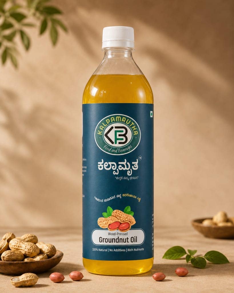 Kalpamrutha™ Wood-Pressed Groundnut Oil – 1 Litre