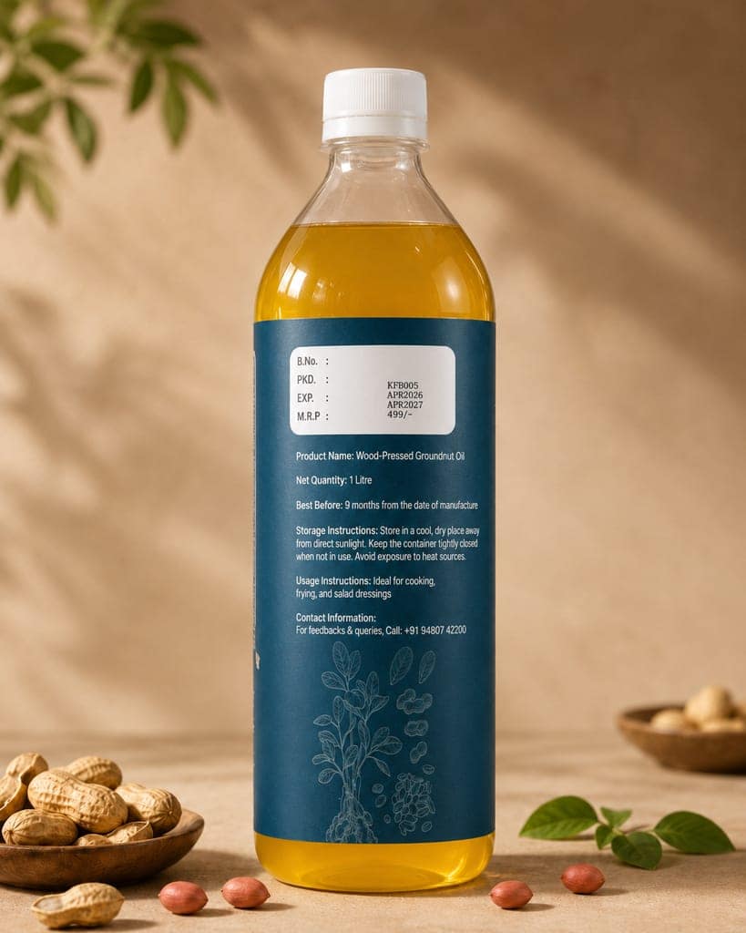 Kalpamrutha™ Wood-Pressed Groundnut Oil – 1 Litre view 2