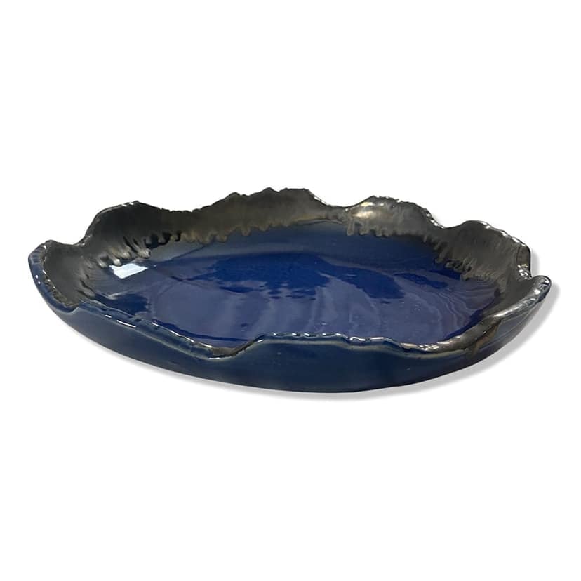 Ceramic Dining Royal Blue Uneven Glazed Ceramic Serving Platter view 2