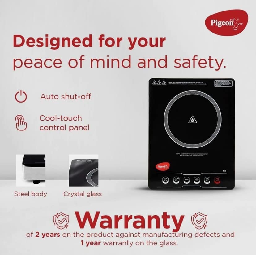 Pigeon 2000W Infrared Electric Cooktop with Stainless Steel Body and Tandoor Grill view 2