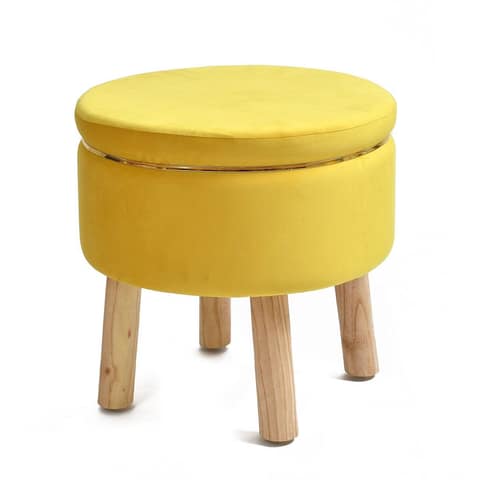 SmartKart Ottoman Pouffe Stool for Living Room Poof Sitting Furniture Footrest Pouffe for Sitting | Foot Stool for Office, 16x16x16 Inch, Brown (Combo, Yellow) view 2
