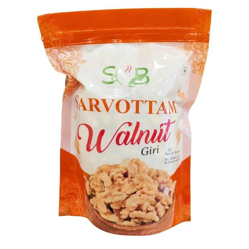 Sarvottam Walnut Sabut 500g | Premium Whole Akhrot with Shell | Natural & Fresh Dry Fruits | Rich in Omega-3 & Protein | Healthy Snack