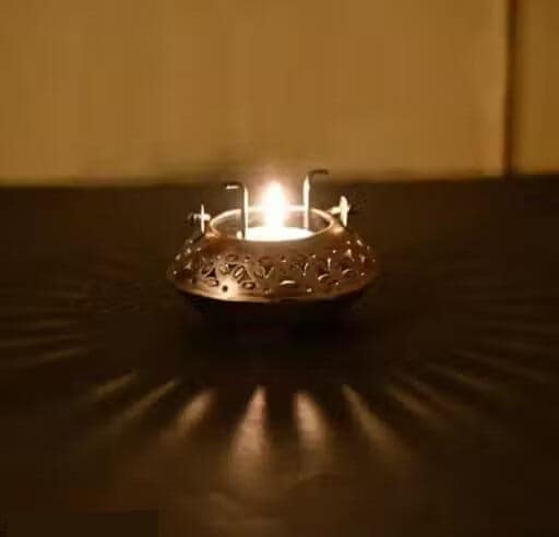 Globe Dhoop & Tea Light Candle Holder/Lantern Hanging Degchi/Dhuni with Stand Antique Gold Finish for Diwali Gifts | Home Decoration | Gifts | Home Decor view 2