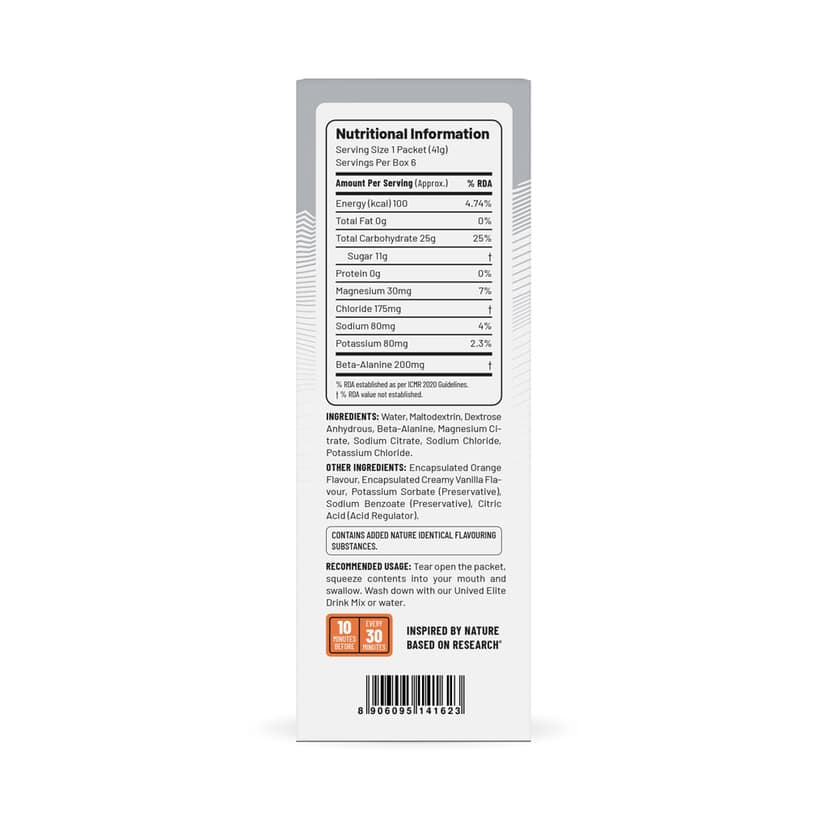 Unived Gel 100 for Fast Energy, Focus & Endurance Training Vanilla Orange view 2