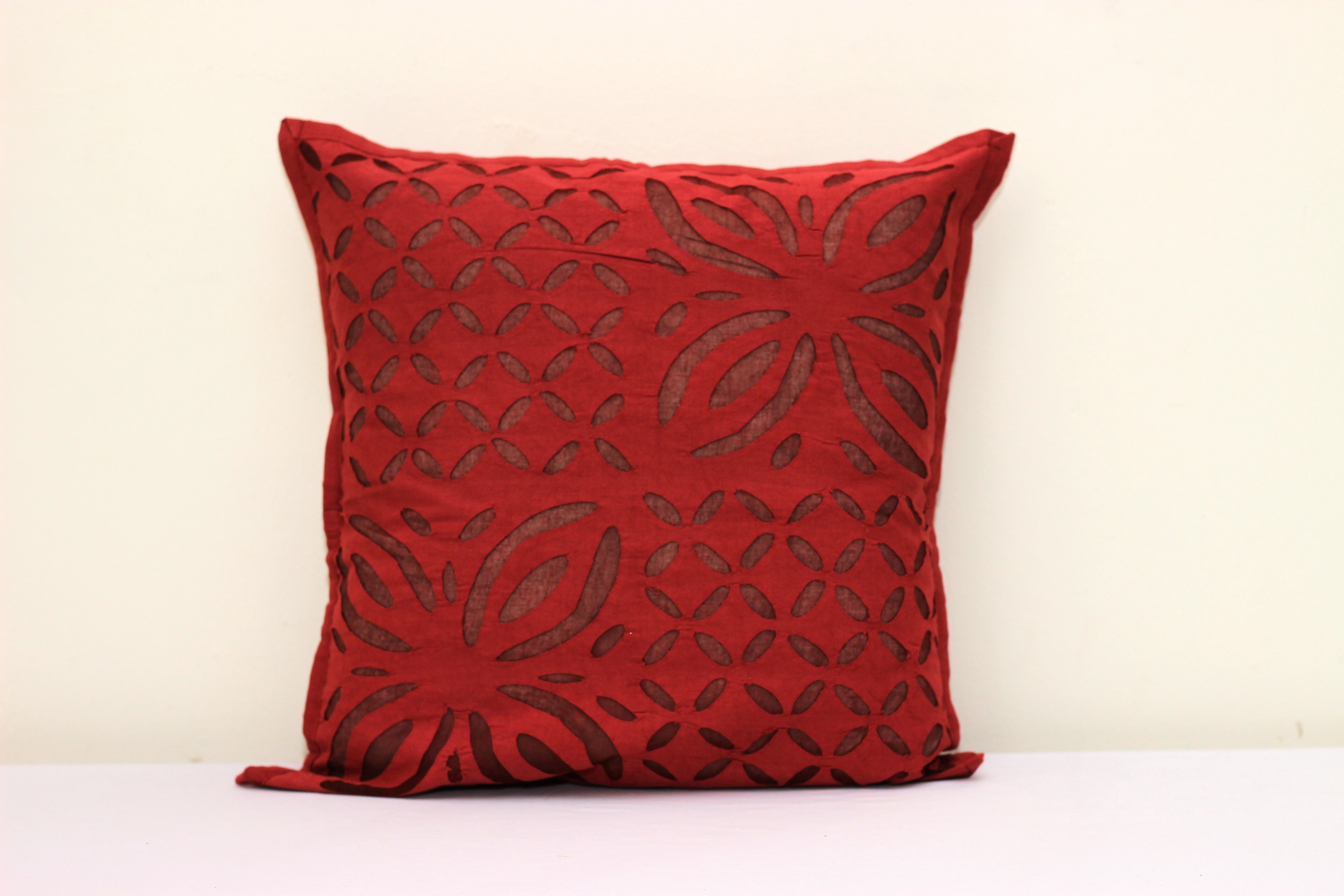 Tisser Applique Cutwork Cushion Cover (Set of 2) | 16x16 Inch Sofa Decor