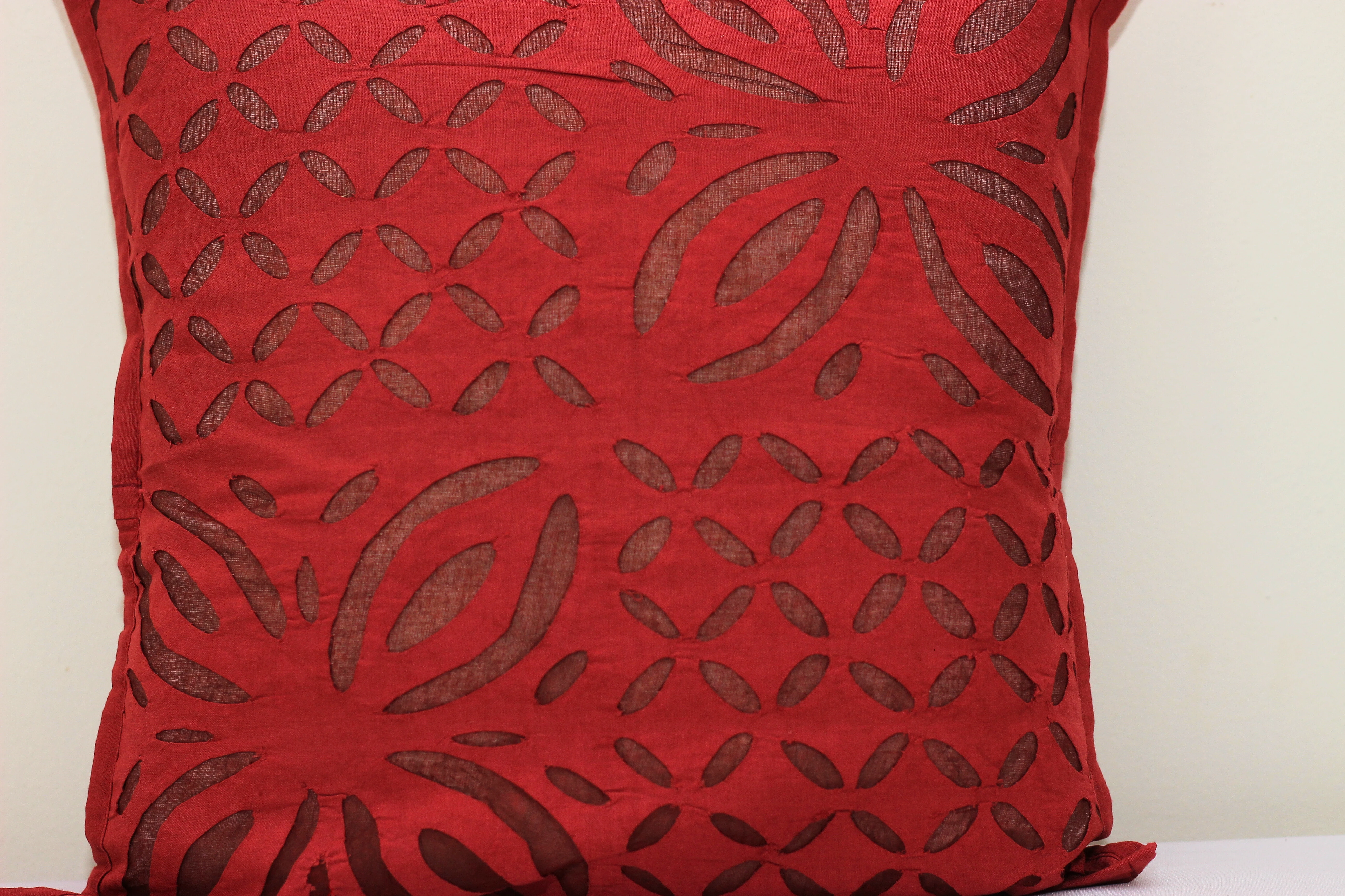 Tisser Applique Cutwork Cushion Cover (Set of 2) | 16x16 Inch Sofa Decor view 2