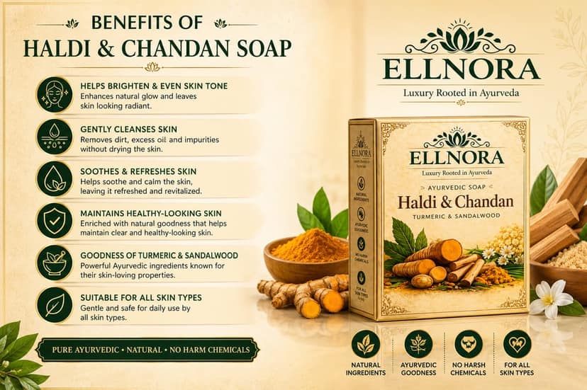 Ellnora Ayurvedic Soap Haldi & Chandan - Special offer ( Buy one Get One Free) view 2