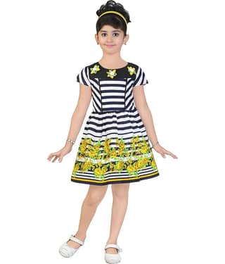 Zadmus Cotton A-line For Girls ( Pack of 1 , Yellow )