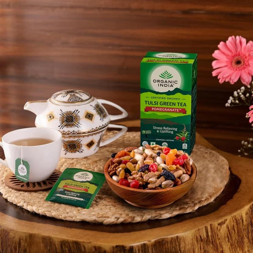 ORGANIC INDIA Tulsi Green Tea,Pomegranate,25 Tea Bags,2 Grams view 2