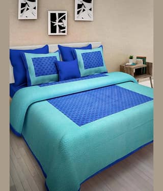 Uniqchoice Cotton Double Bedsheet ( Blue )