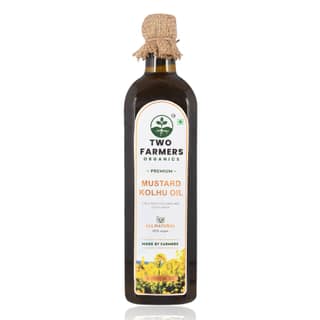 Two Farmers Organics Cold pressed mustard oil | Unrefined | wooden Kolhu oil | made by Farmers| 1L