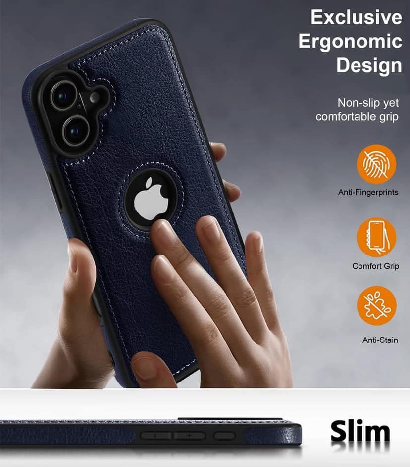 LIRAMARK PU Leather Flexible Back Cover Case Designed for iPhone 16 Plus view 2