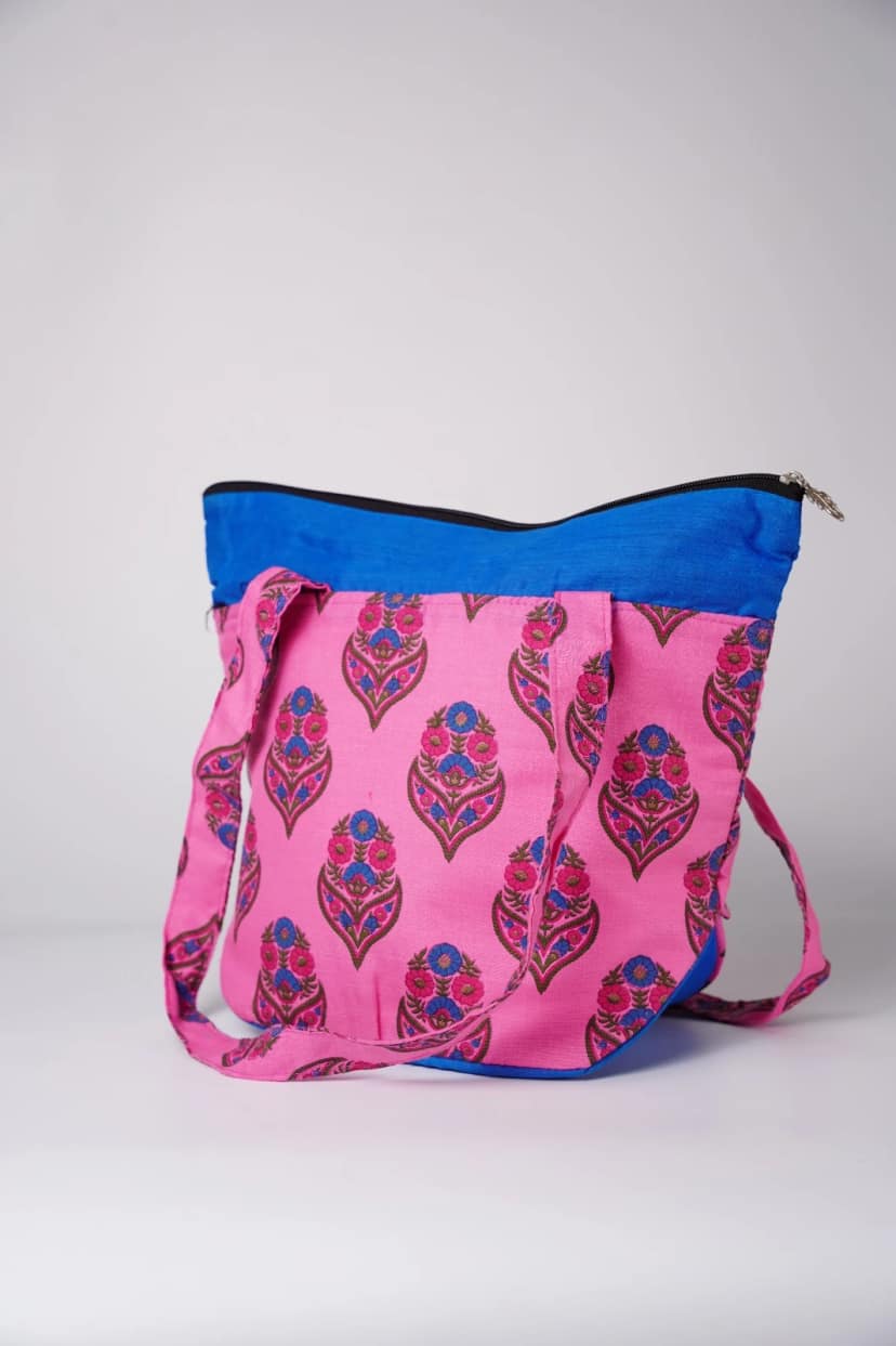 Tisser Cotton Quilted Tote Bag – Floral Block Print view 2