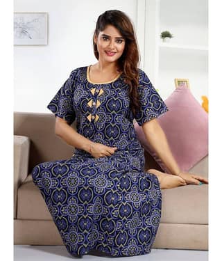 INNER BEATS Multicolor Cotton Blend Women's Nightwear Nighty & Night Gowns ( Pack of 1 )
