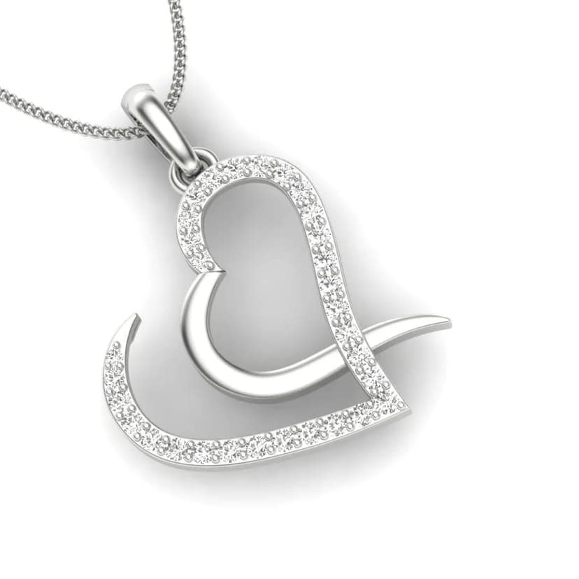 92.5 Silver heart-shaped pendant view 2