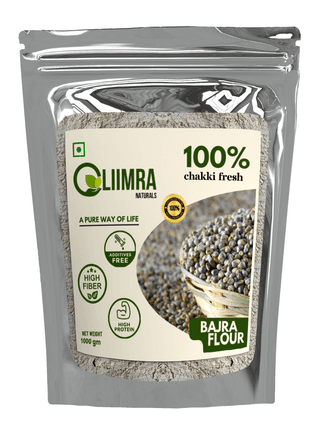 Liimra Naturals Pearl Millet Bajra Flour - High Fiber, Protein-Packed, Low GI, Gluten-Free Carbohydrate Replacement, 100% Chakki Fresh Flour (1000 Gram) - 1000 gm