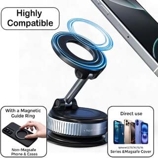 CruiseTech (Model K007) Magnetic Car Phone Mount 360 Rotating Dashboard Holder with Strong Suction Base Universal