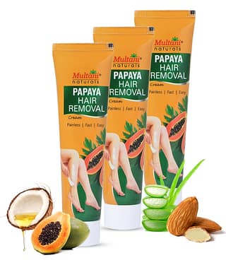 Multani Naturals Papaya Painless Hair Removal Cream for Smooth & Soft Finish 30ml (Pack of 3)