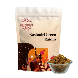VASUNDHARA DHARITRI Kashmiri Green Raisins 500gms, Seedless Kishmish Rich in Iron, Fiber & Vitamins, Boosts Immunity, Dried Grapes for Snacking, Baking & Desserts, No Preservatives Healthy Dr