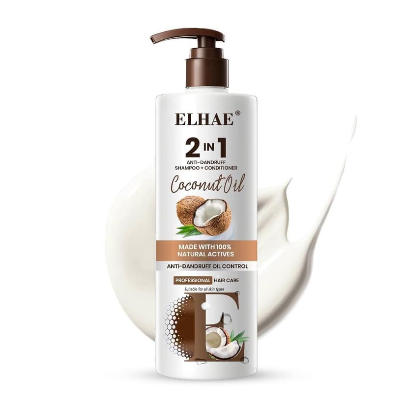 ELHAE 2-in-1 Anti Hairfall and Anti Dandruff Shampoo with Conditioner for Women and Men | Hairfall Control, Dandruff Protection, and Coconut Oil Extract for Oil Control - 300ml