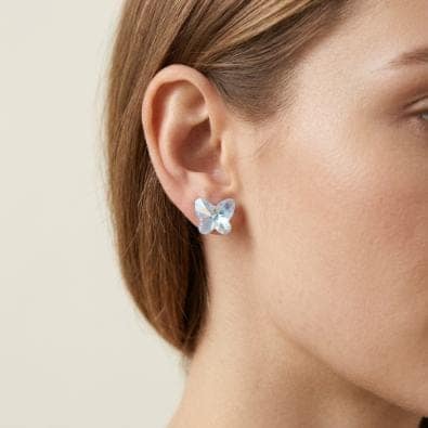 Mint Shimmer Butterfly Crystal Studs - Ice Blue AB | Gold-Tone Anti-Tarnish Imitation Jewellery view 2