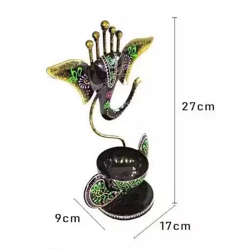 Vinayaka Ganesha Ji Iron Table Decorative showpiece Tealight Candle Holder Diya Holder Loban Dhoop Incense Burner Ganesha Tea Light Candle Holder for Dewali Decoration Diwali Gift Pooja Room Decor view 2