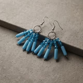 Artisan Blue Bead Dangle Earrings