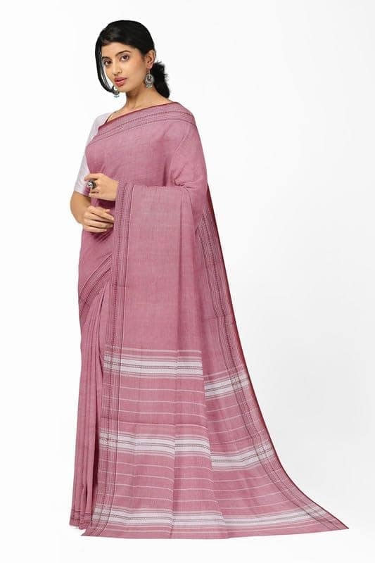 APCO Handloom (A Andhra Pradesh Govt Emporium)- Women's Traditional Pure Handloom Bandar/Polavaram Pink Cotton Saree | PBS0044 view 2