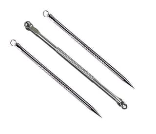 Glamezone Stainless Steel Blackhead Remover Needle Round & Two Pointed Tip (Pack Of 3)