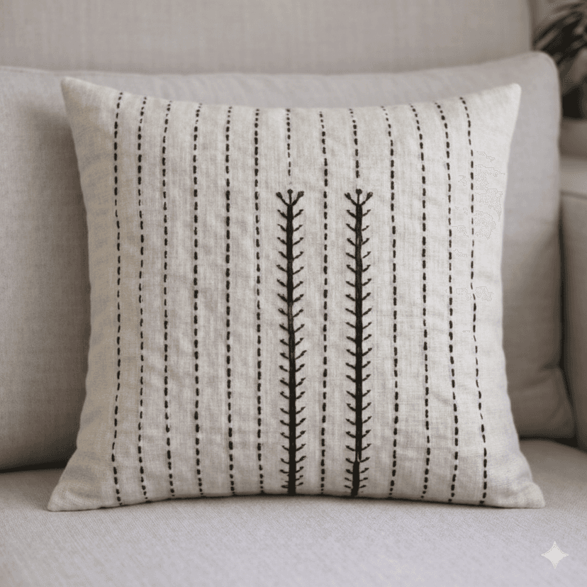 Nature Craaft Elegant Hand Embroidered Cotton Cushion Cover 2 Pc