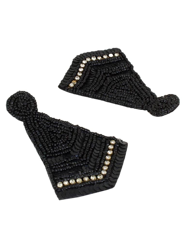 Cardinal Beads Weaving Handmade Geometric Design Black Color Earrings view 2