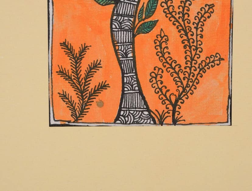 Cottage Paper Madhubani Painting (22 cm x 22 cm x 2 cm) view 2