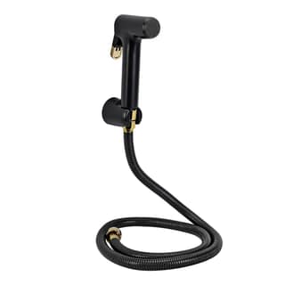 Orvos Health Faucet, Golden Black, ABS Outer Body with brass insert, with 1.25 meter flexible stainless steel shower hose and wall hook, Jet Spray for high end luxury toilets