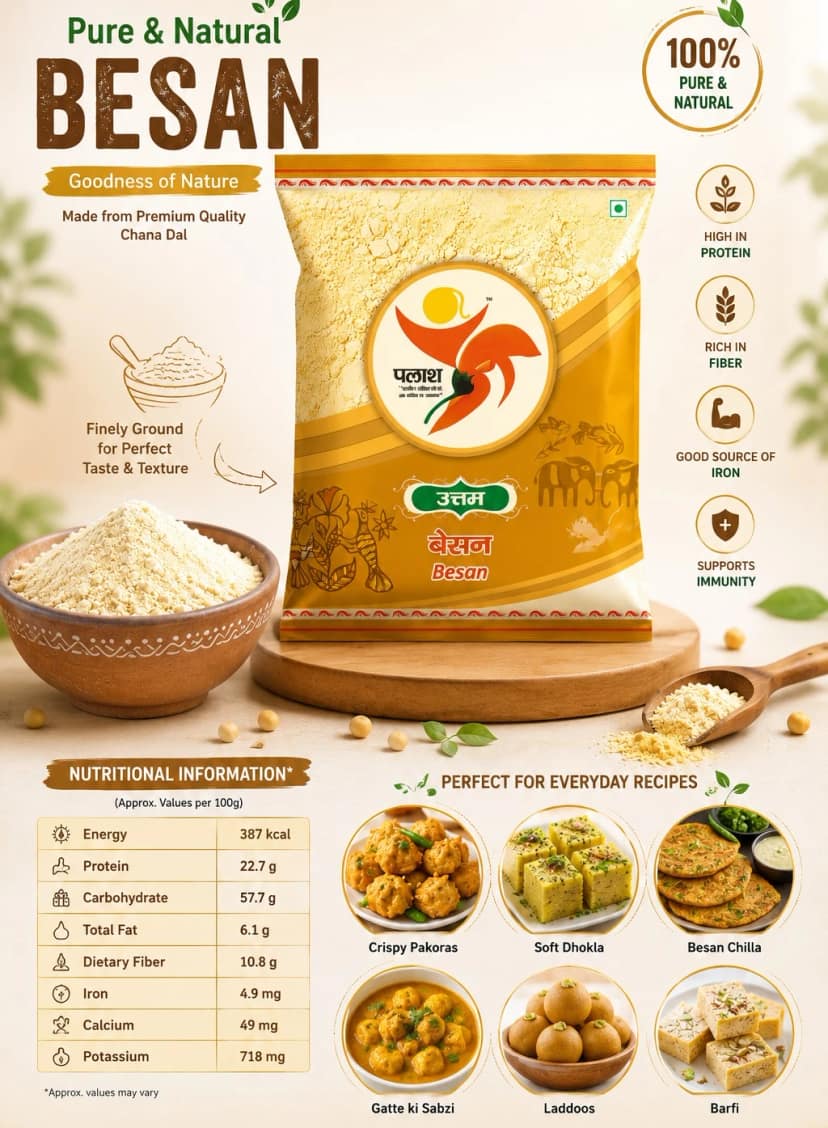 Palash Uttam Besan Gram Flour Natural Protein Rich Flour 500 g view 2