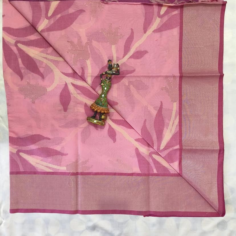 Poochampally Cotton Saree With Blouse - Pink view 2