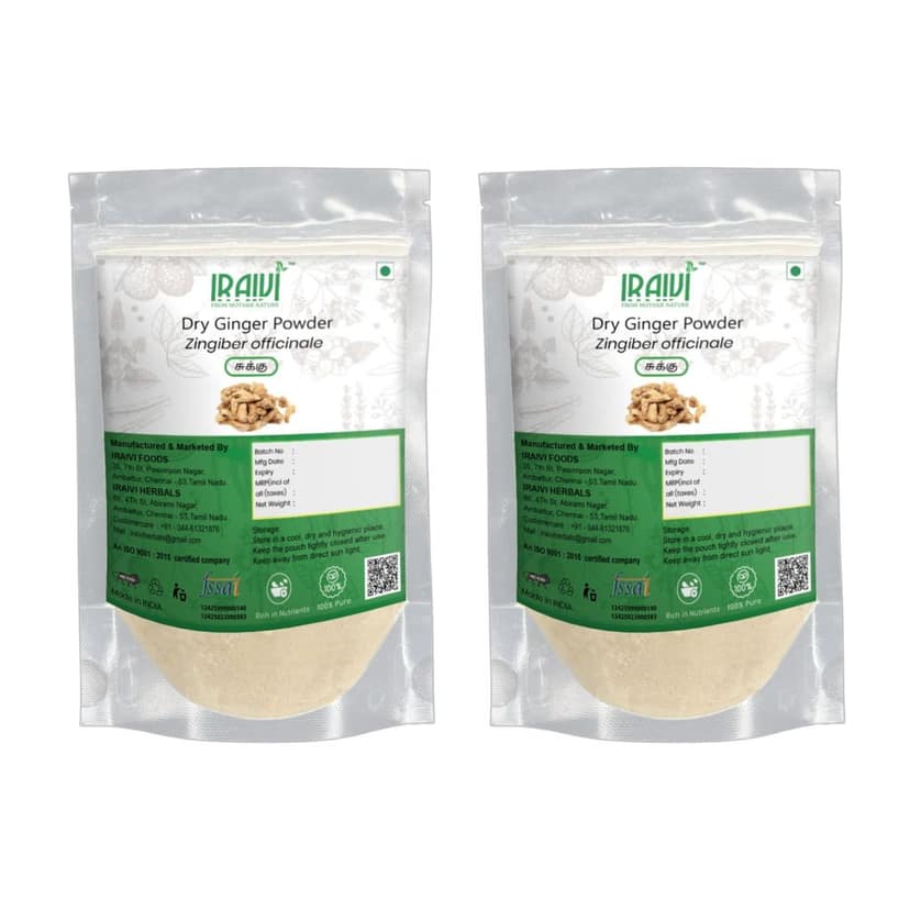 IRAIVI Premium Dry Ginger Powder-200g | Sukku | Sonth | Sonti | Dried Adrak | 100% Pure Natural Spice Powder | Zesty Warmth, Culinary Versatility & Digestive Comfort