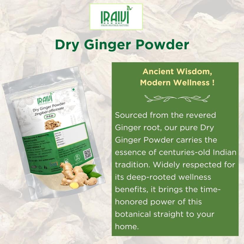 IRAIVI Premium Dry Ginger Powder-200g | Sukku | Sonth | Sonti | Dried Adrak | 100% Pure Natural Spice Powder | Zesty Warmth, Culinary Versatility & Digestive Comfort view 2