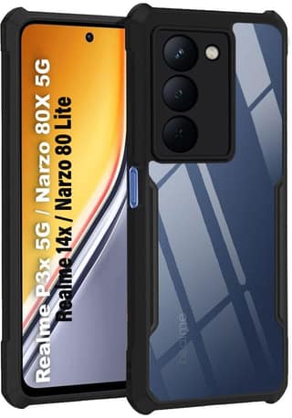 PLUGTECH Slim Shockproof Case | Matte Black Soft | Drop Protection | Precise Cutouts | Premium Mobile Cover for realme P3x 5G, Realme 14x, Narzo 80 Lite, Narzo 80x
