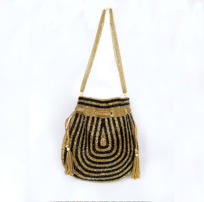 Multi Layer Potli Bag Beautiful Sequins Embellished handwork Polti Bag- Golden view 2