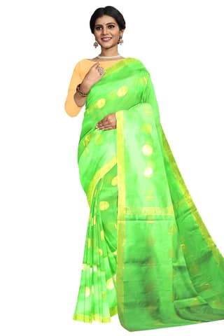 Handloom Saree On A Green Base