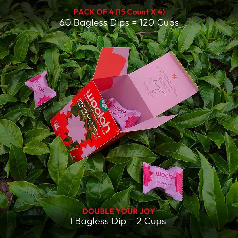 Woolah Rare Assam Tulsi Green Tea - World's 1st Bagless Whole Leaf Organic Tea Dip | 15 pcs | Single Origin Tea | Naturally Anti-Oxidant With Tulsi's Healing Properties | Plastic-free view 2