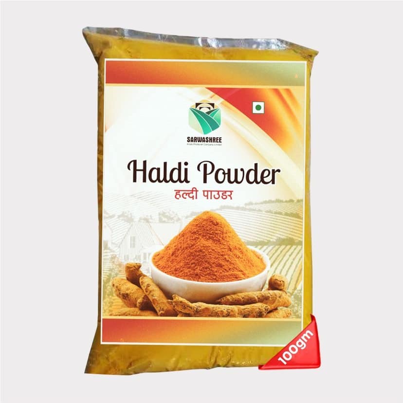 Natural Haldi Powder 100gm by Sarwashree Krishi Producer - Pure Turmeric for Daily Use, Made by farmers.