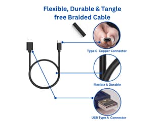 Twance T20 Braided - Type C to USB Charging & data transfer Cable, 1 M, Black - quantities